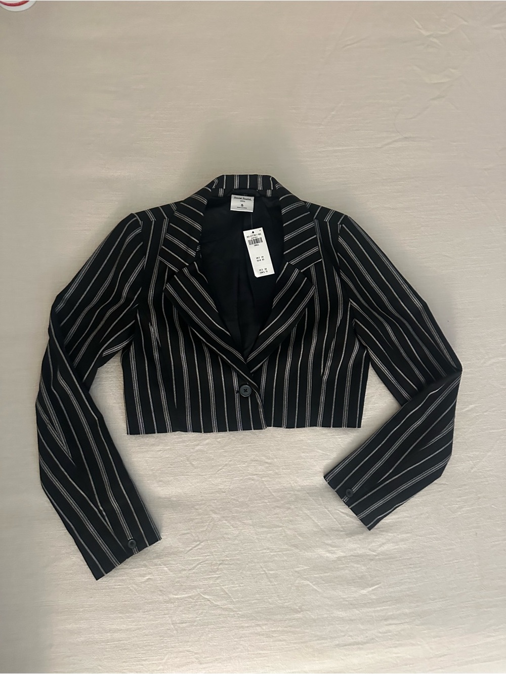 Women’s Black Pinstripe Cropped Blazer